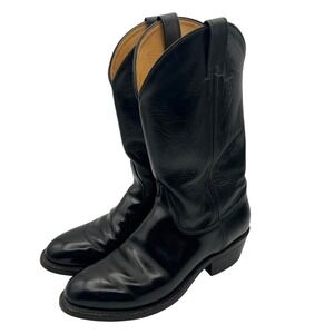 Justin 3040 Mens Black Leather Cowboy Boots Tobias Made in USA Western Size 9 EE